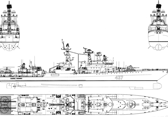 Эсминец FRS Admiral Chabanenko 1998 [Project 11551 Destroyer] - чертежи, габариты, рисунки